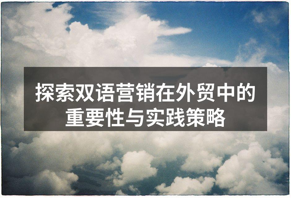 探索双语营销在外贸中的重要性与实践策略