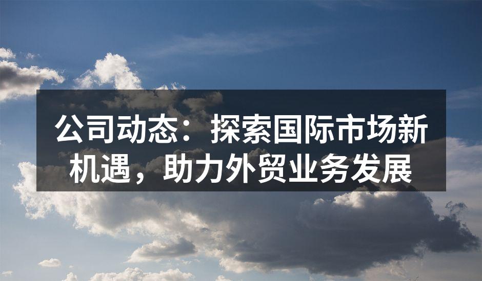 公司动态：探索国际市场新机遇，助力外贸业务发展